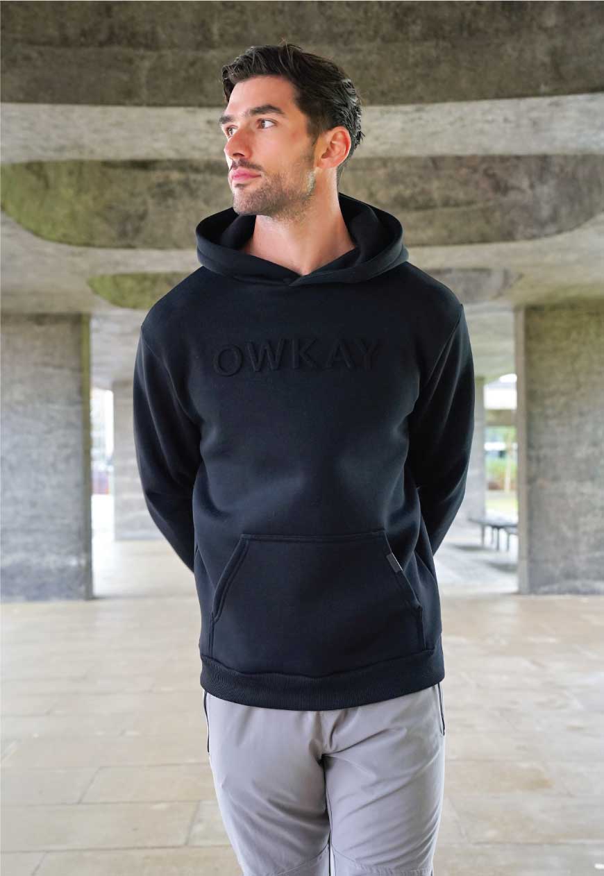 HOODIE EMBOSSED - BLACK