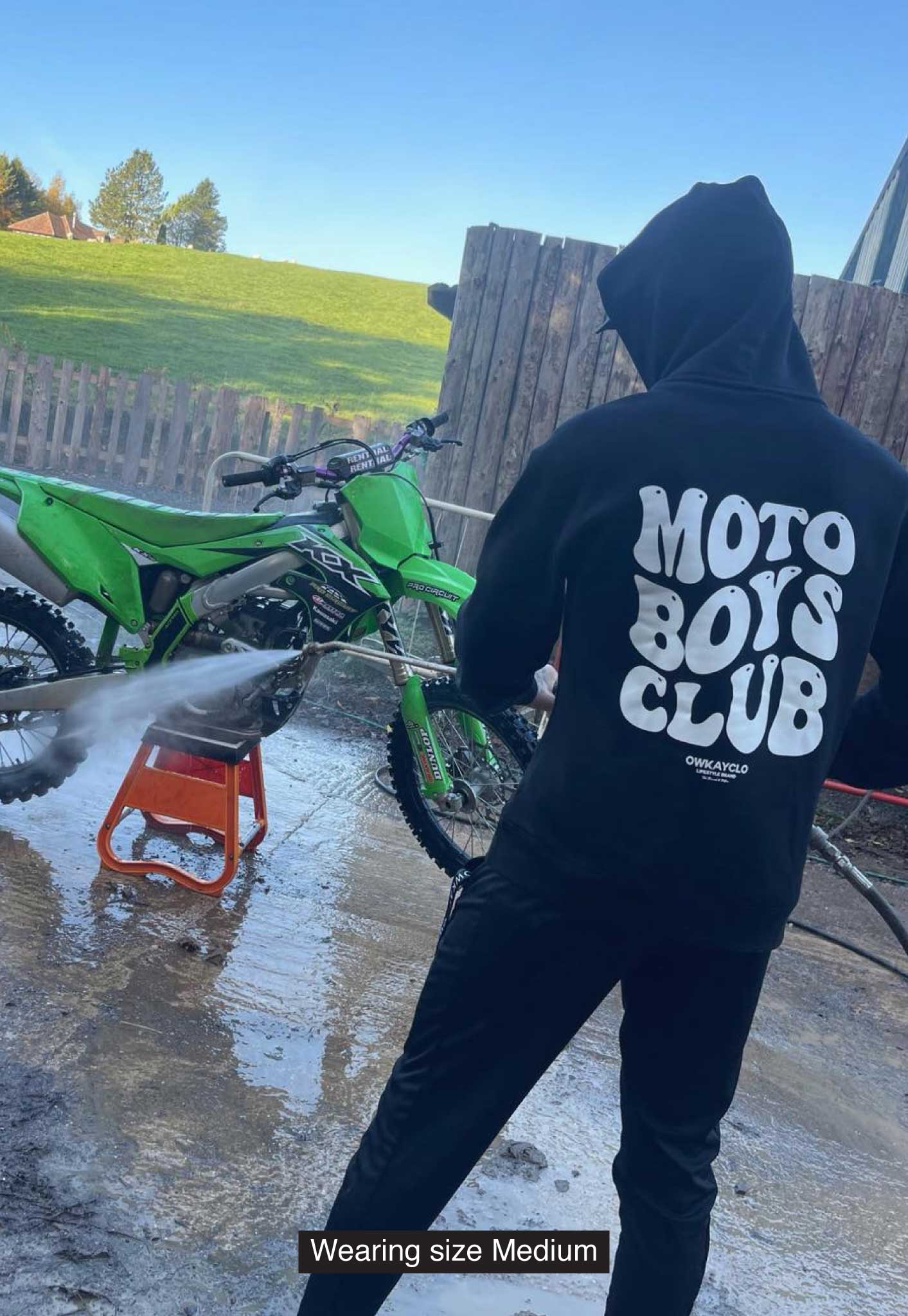 RELAXED HOODIE MOTO BOYS CLUB - BLACK