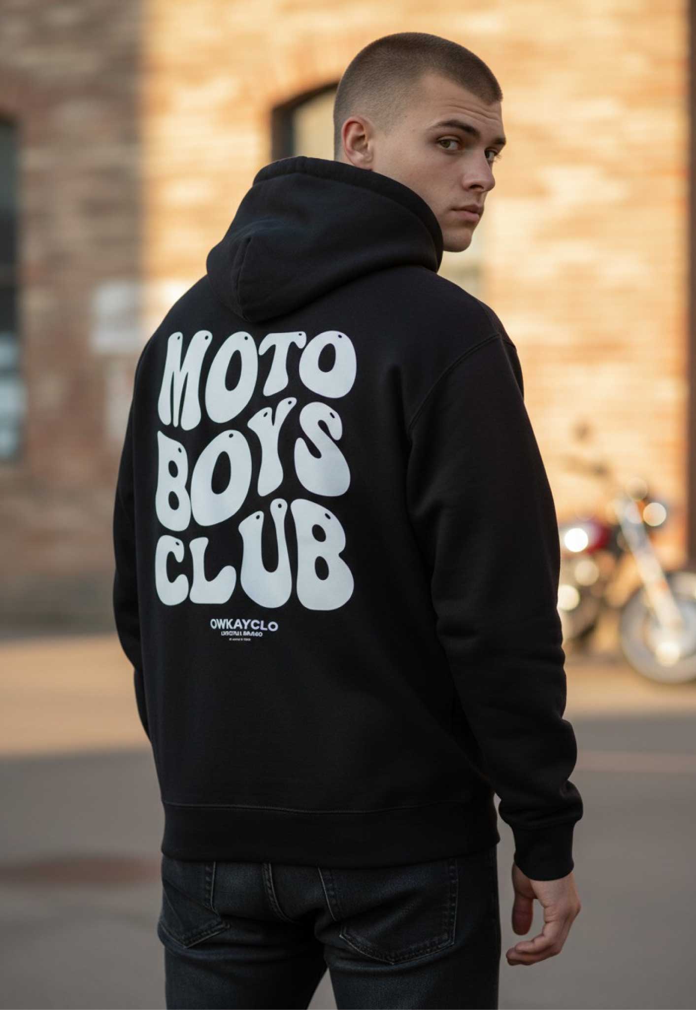 RELAXED HOODIE MOTO BOYS CLUB - BLACK
