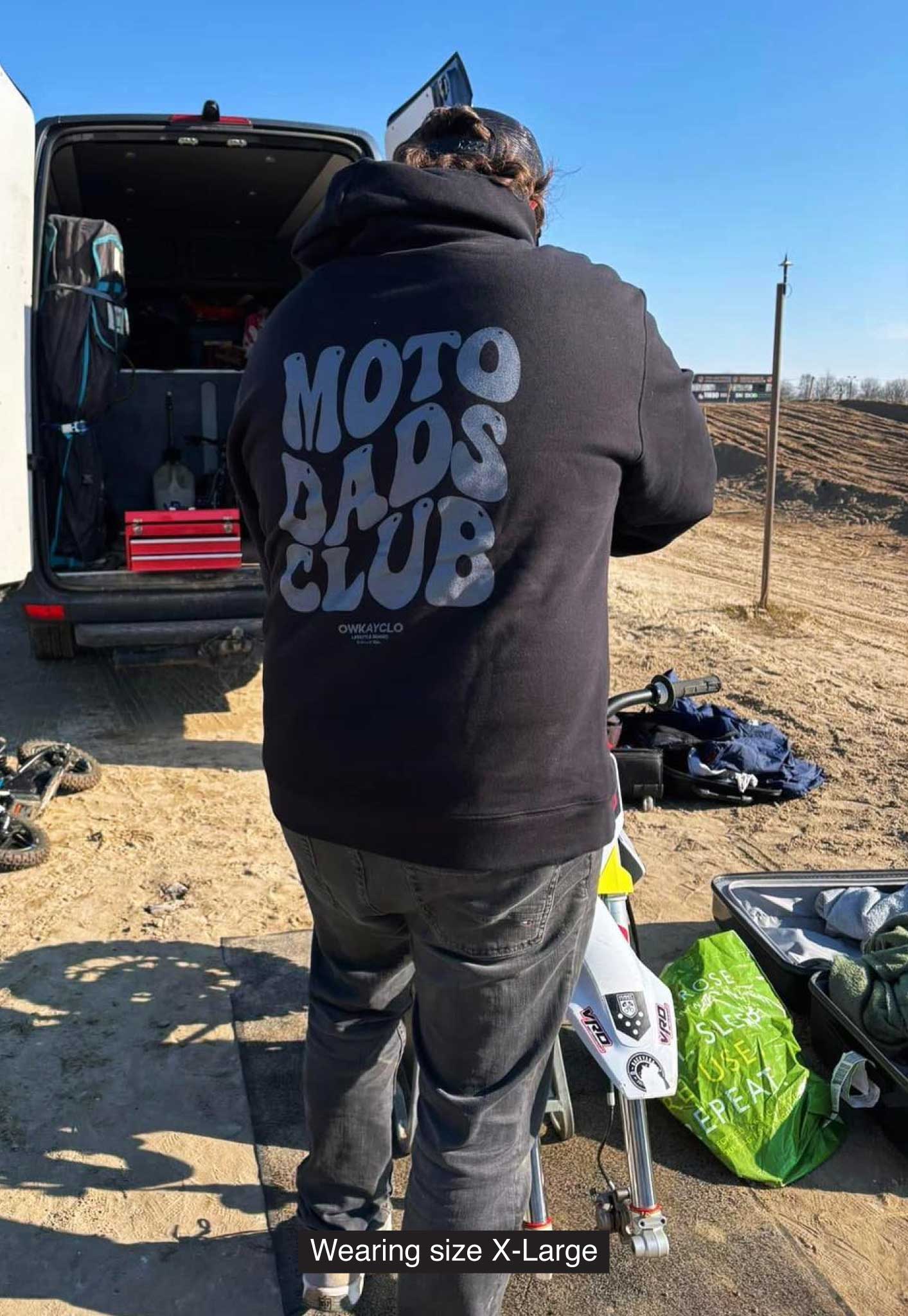 RELAXED HOODIE MOTO DADS CLUB - BLACK