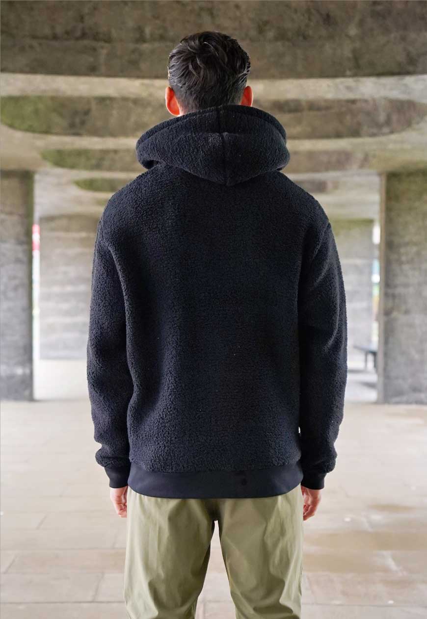 SHERPA FLEECE HOODIE - BLACK