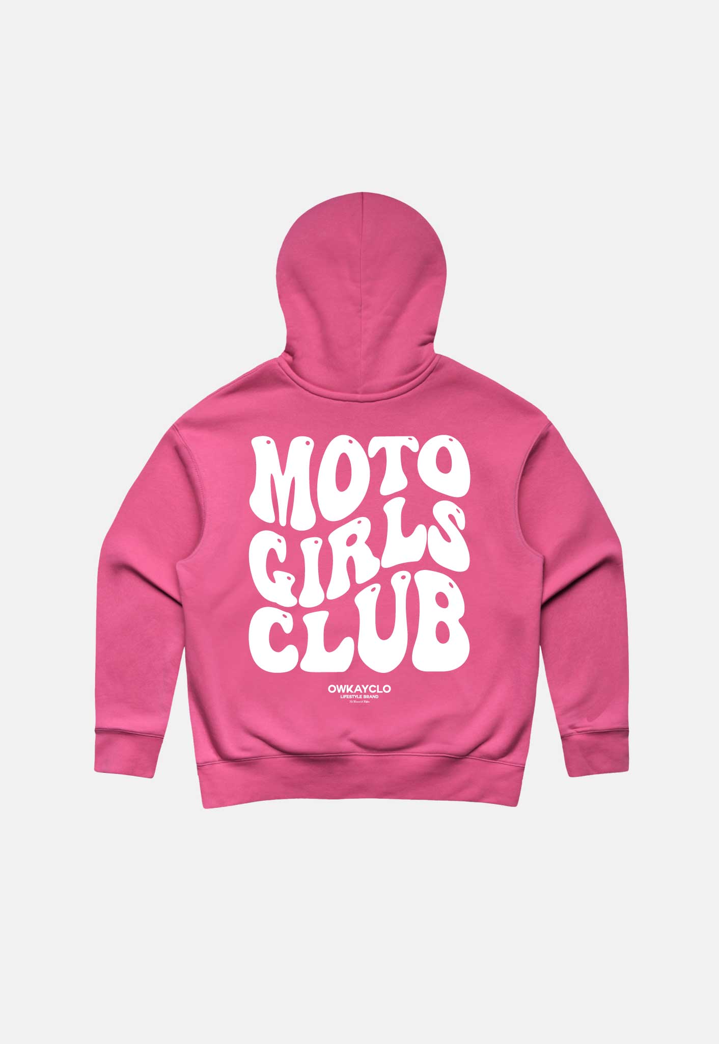 WOMENS HOODIE MOTO GIRLS CLUB - PINK – OwkayClothing