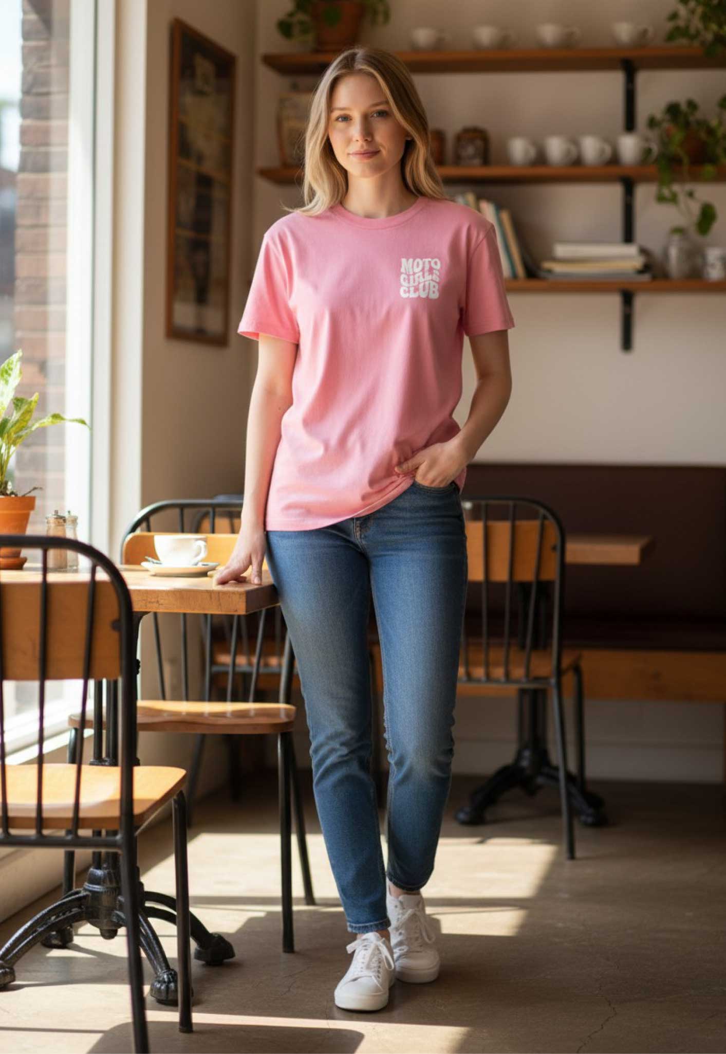 WOMENS T-SHIRT MOTO GIRLS CLUB - BUBBLEGUM
