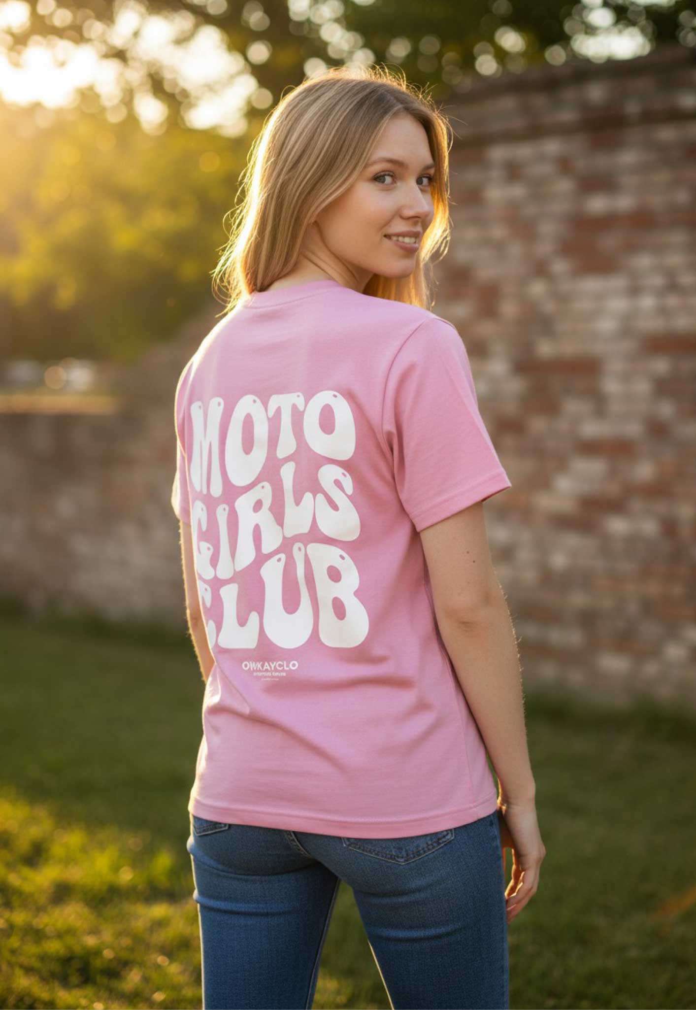 WOMENS T-SHIRT MOTO GIRLS CLUB - BUBBLEGUM
