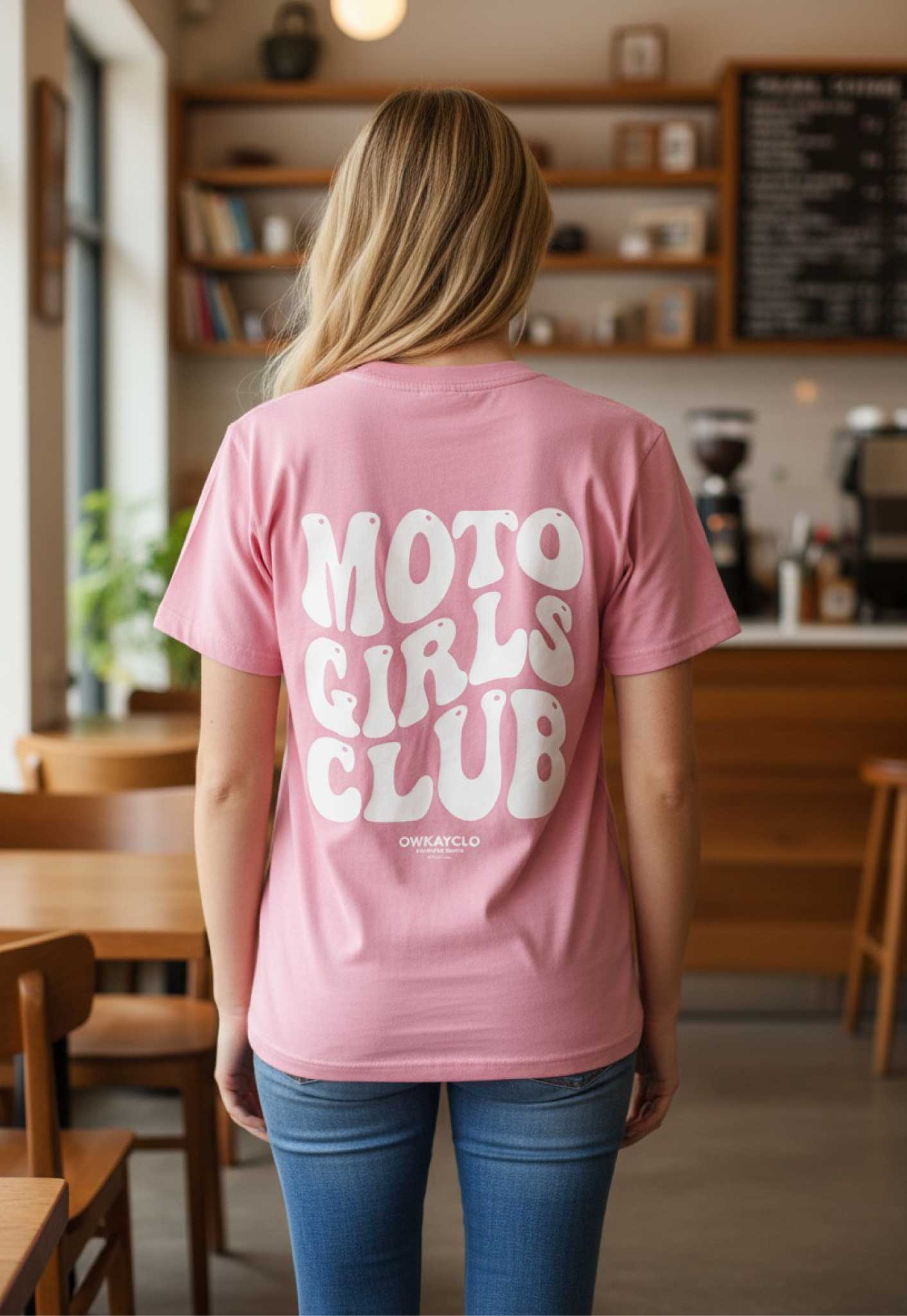 WOMENS T-SHIRT MOTO GIRLS CLUB - BUBBLEGUM