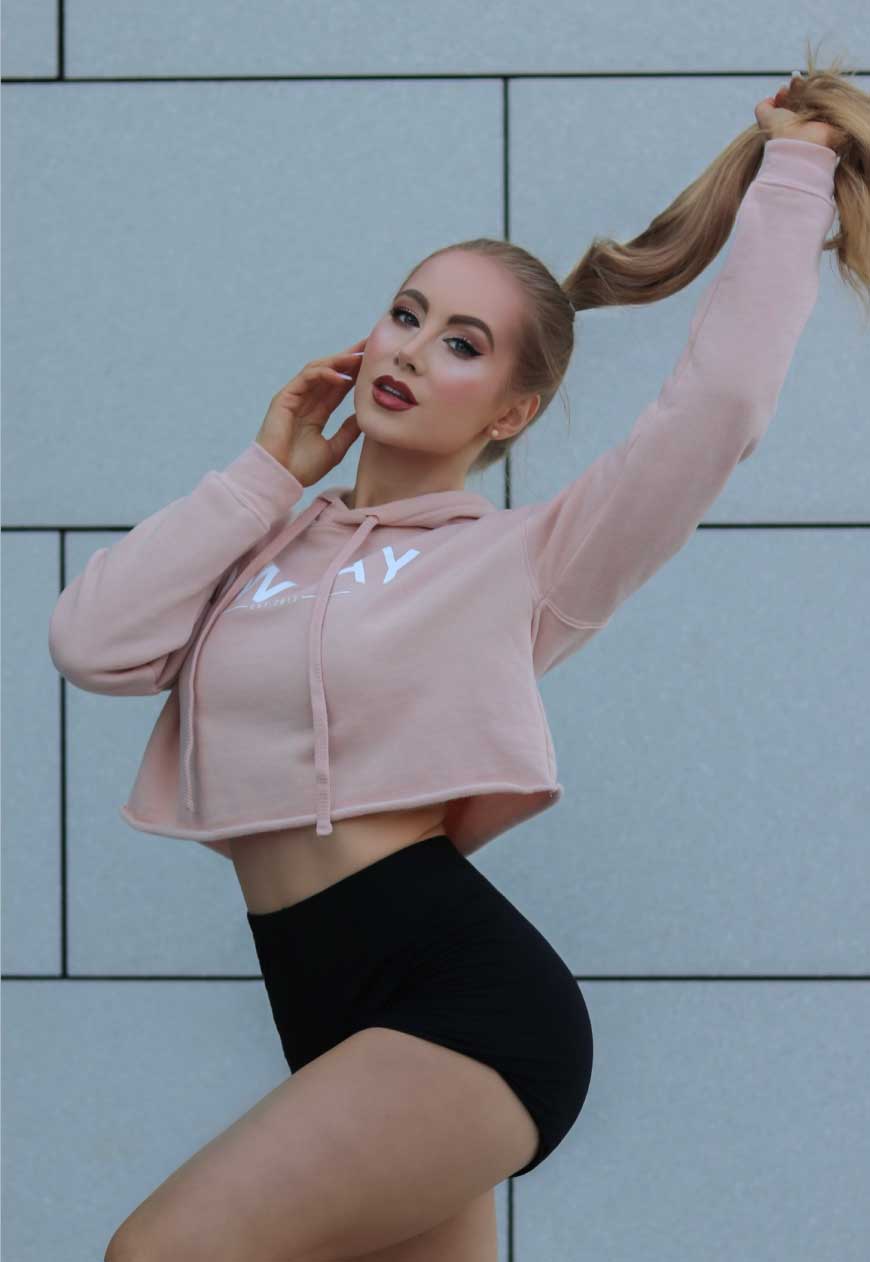 CROPPED HOODIE - PEACH