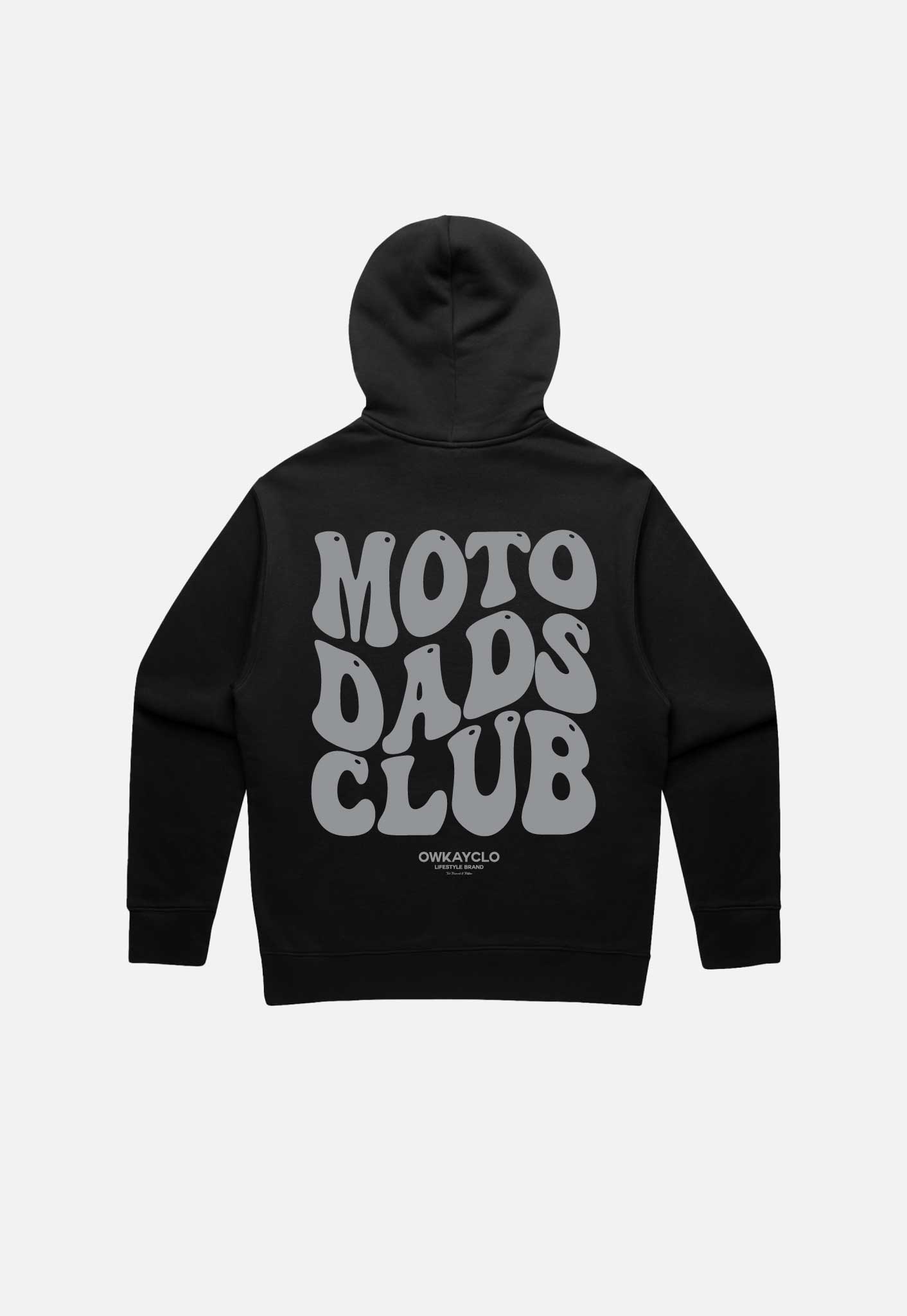 RELAXED HOODIE MOTO DADS CLUB - BLACK