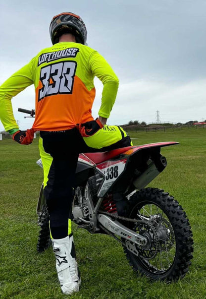 MOTO JERSEY - FLO YELLOW & ORANGE (PRE-ORDER)