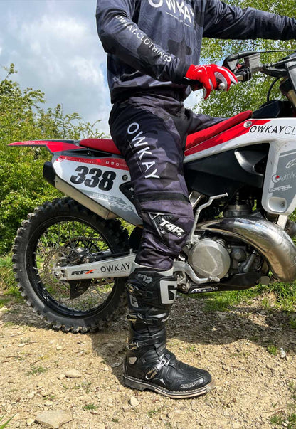 MOTO PANTS - GREY CAMO (PRE-ORDER)