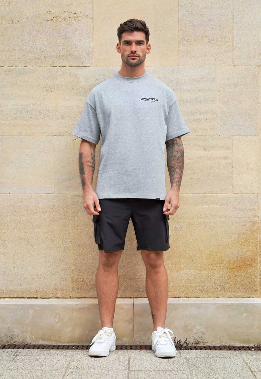 OVERSIZED T-SHIRT BRAND - HEATHER GREY