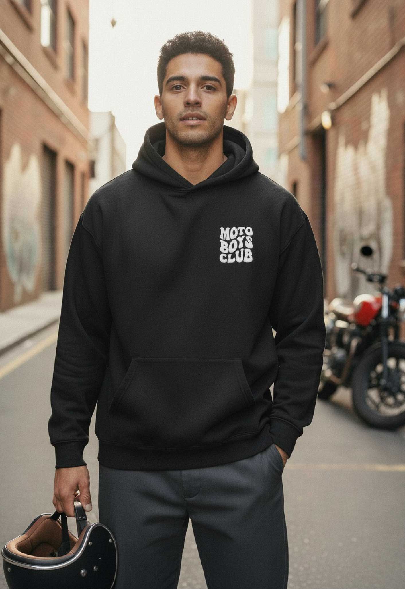 RELAXED HOODIE MOTO BOYS CLUB - BLACK