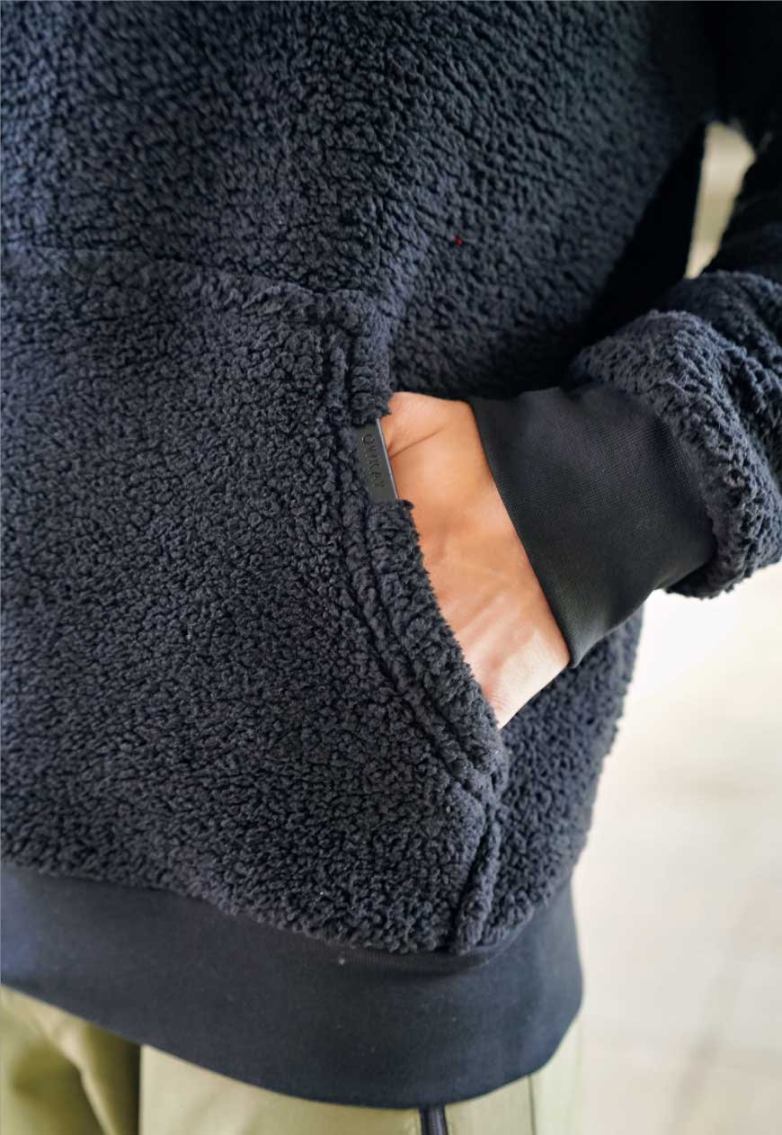 SHERPA FLEECE HOODIE - BLACK