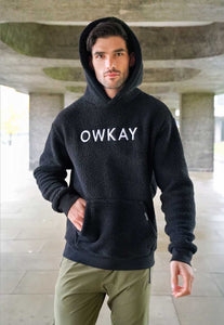 SHERPA FLEECE HOODIE - BLACK