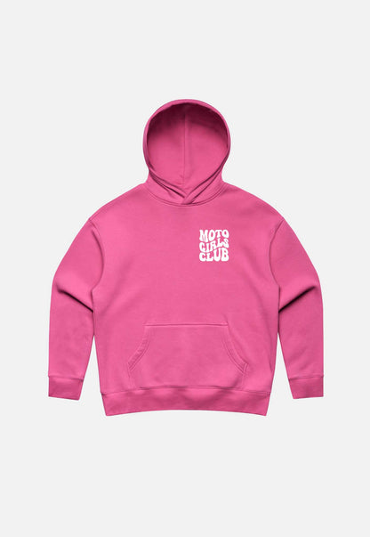WOMENS RELAXED HOODIE MOTO GIRLS CLUB - PINK