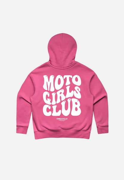WOMENS RELAXED HOODIE MOTO GIRLS CLUB - PINK