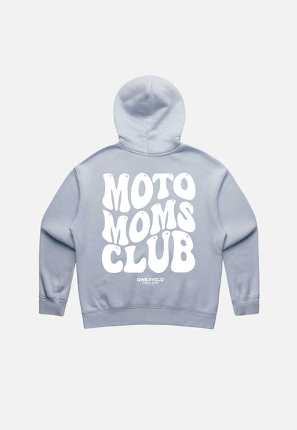 WOMENS RELAXED HOODIE MOTO MOMS CLUB - POWDER