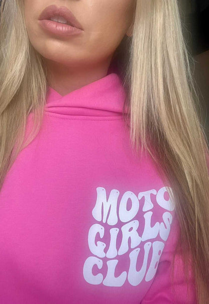 WOMENS RELAXED HOODIE MOTO GIRLS CLUB - PINK