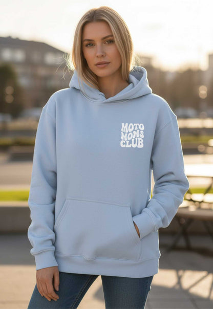 WOMENS RELAXED HOODIE MOTO MOMS CLUB - POWDER