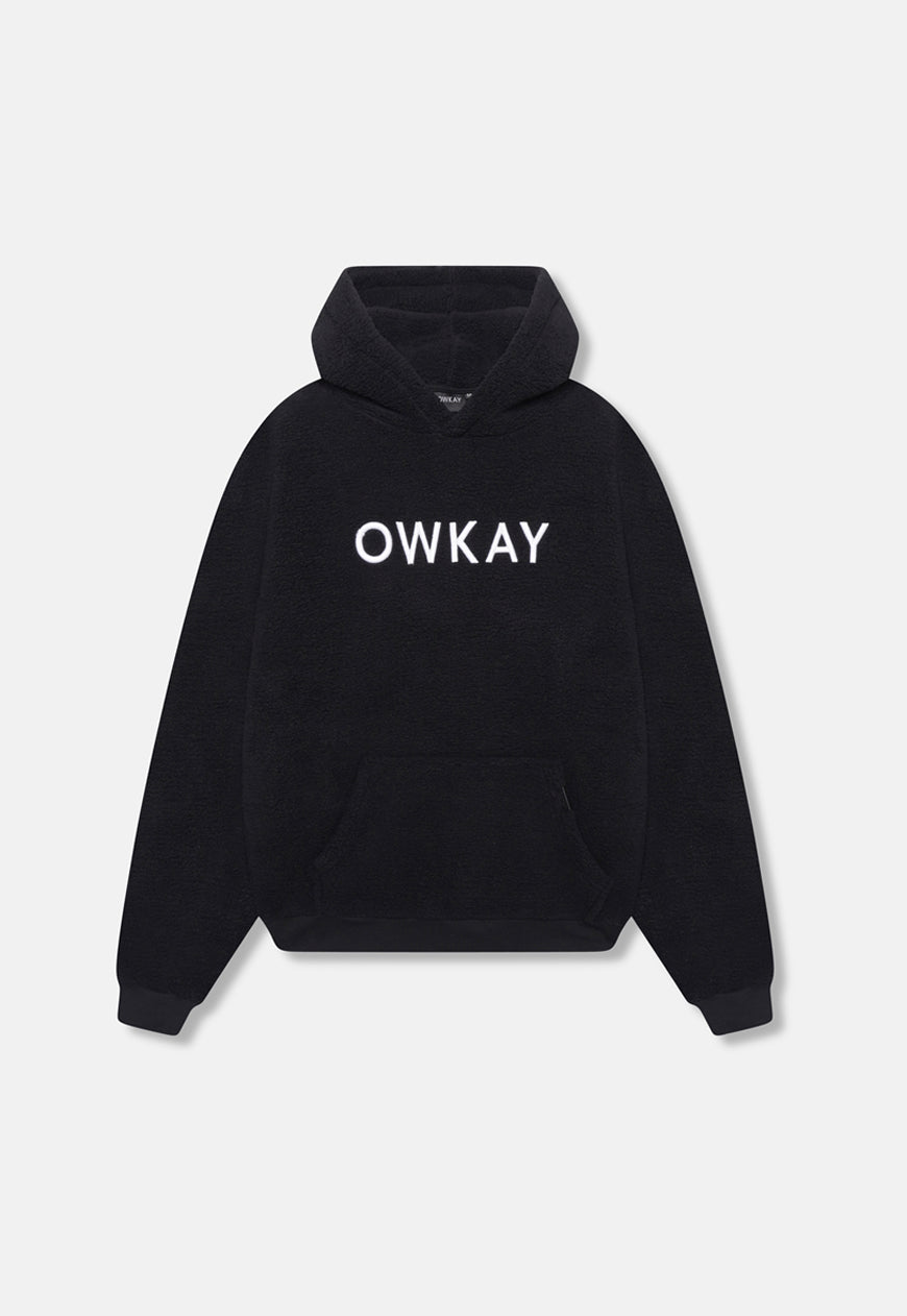 SHERPA FLEECE HOODIE - BLACK