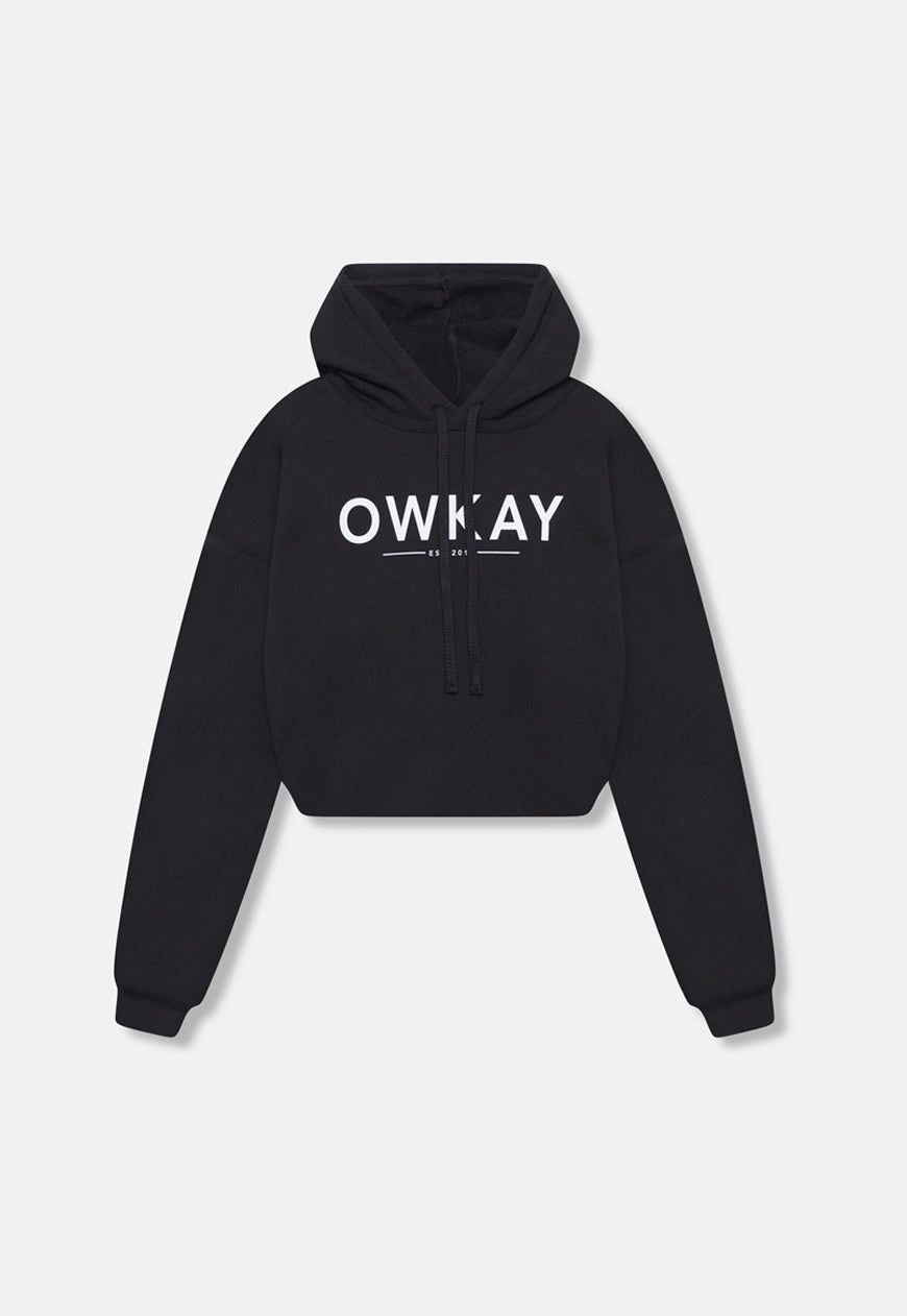 CROPPED HOODIE - BLACK