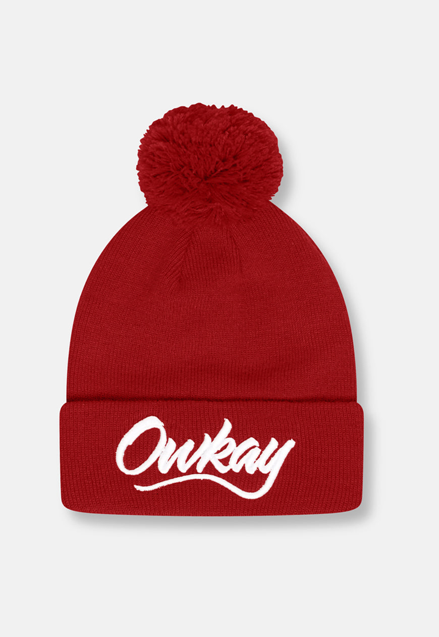 KIDS BOBBLE HAT RED